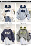 NEEDBO MILF Hoodies Women's Sweatshirts Letter Print Lamb Wool Pullovers Loose Korean Style Jacket Full Sleeve Casual Tops 2021
