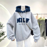 NEEDBO MILF Hoodies Women's Sweatshirts Letter Print Lamb Wool Pullovers Loose Korean Style Jacket Full Sleeve Casual Tops 2021