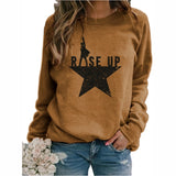 Stars Print Sweatshirts Women Long Sleeve Top Autumn New Sweatshirt Casual Female Loose Hoodies Datura Letter Pullover Thin