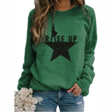 Stars Print Sweatshirts Women Long Sleeve Top Autumn New Sweatshirt Casual Female Loose Hoodies Datura Letter Pullover Thin
