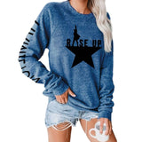 Stars Print Sweatshirts Women Long Sleeve Top Autumn New Sweatshirt Casual Female Loose Hoodies Datura Letter Pullover Thin